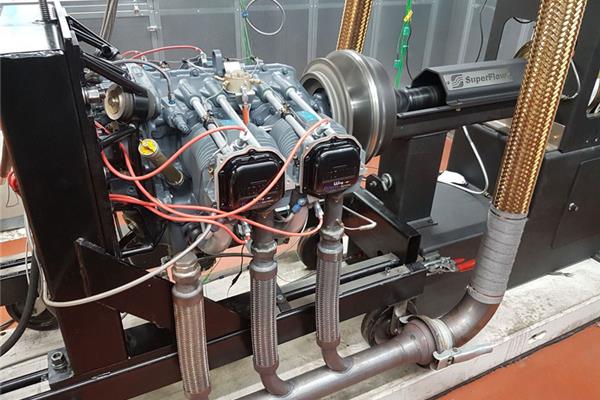 Running engine set up on the dynamometer